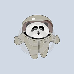 White panda astronaut in space suit. the pioneer.