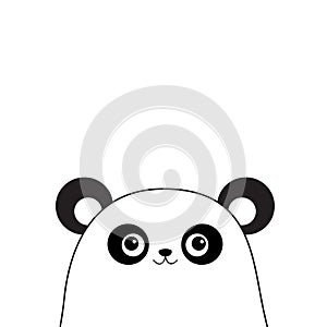 White panda face . Black contour silhouette. Kawaii animal. Cute cartoon bear character. Funny baby with eyes, mustaches, nose, ea