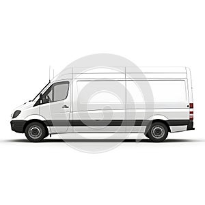 White panel van side view on white background white van