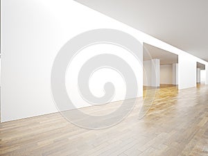 White panoramic wall in museum interior with