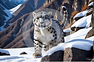 white panther in snow