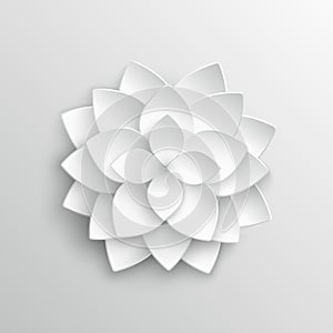 White paper 3d lotus flower in origami style vector illustration