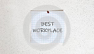 White paper on the white background with text BEST WORKPLACE