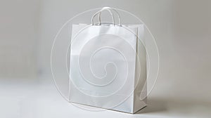 White paper bag against a white background