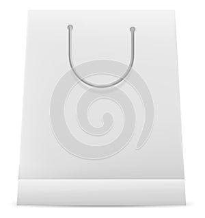 White paper bag with blank brand identity. Shopping package