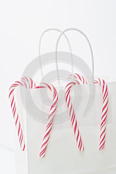 White paper bag and Candy Canes