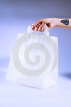 White paper bag mockup design.