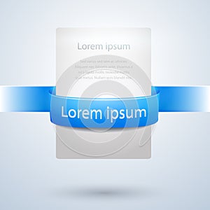 White Paper Banner with Blue Ribbon Design