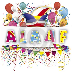 White Paper Banner Confetti Balloons Alaaf