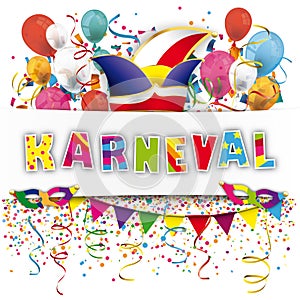 White Paper Banner Confetti Balloons Karneval