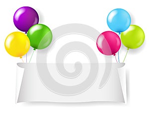 White Paper Banner With White Balloons Transparent Background