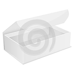 White paper box template. Open empty carton