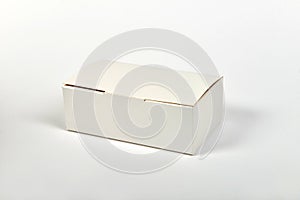 White paper box on white background