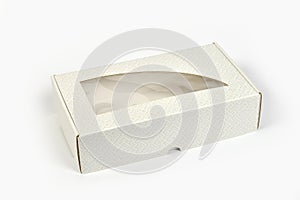 White paper box on white background