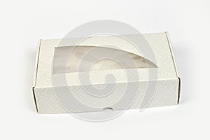 White paper box on white background