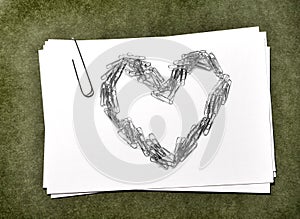 White Paper Cards with Paperclip Heart