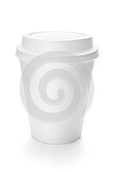 White paper coffee cup with plastic top