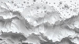 A white paper with crumpled edges and water droplets, AI