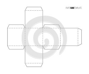 White paper cube template to make box or package, printable blueprint of scheme for board game