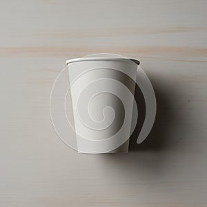 White paper cup centered on a