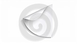 White Paper Curl with Shadow on White Background