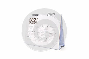 White paper desk spiral calendar 2021