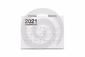 White paper desk spiral calendar 2021