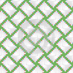 White Paper Envelope Seamless Pattern