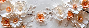 White Paper Flower Wall - Elegant Floral Backdrop for Weddings and Greeting Cards