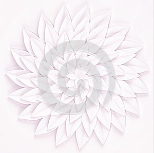 White paper flower on a white background. 3d render