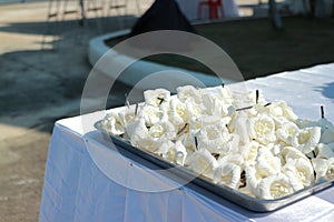White paper flowers used in funeral ceremonies in Thai temples