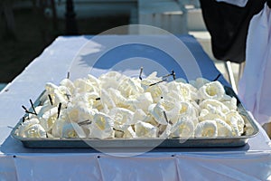 White paper flowers used in funeral ceremonies in Thai temples