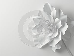 white paper flowers wallpaper on white background, spring summer background, floral design elements