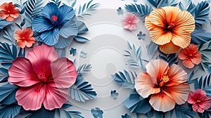 White Paper Flowers on White Background