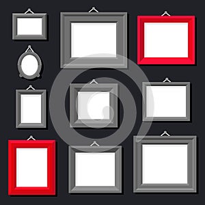 White Paper Frame Photo Picture Art Painting Decoration Drawing Symbol Template Icon Set Stylish Black Background Retro