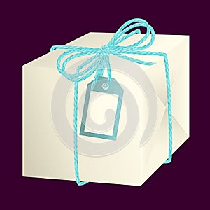 White paper gift box tied with a bow