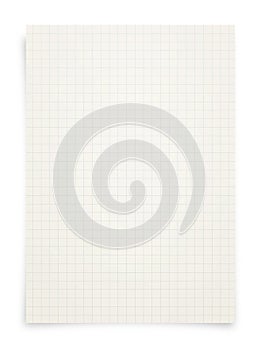 White paper with grid line pattern isolated on white background