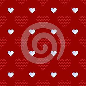 White paper Heart seamless pattern vector illustration with creative shape in geometric style. Love background design. Holiday