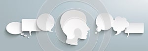 White Paper Human Head Communication Speech Bubbles