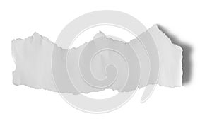 White Paper Craft Small Strip Deckle Edge, isolated on white background photo