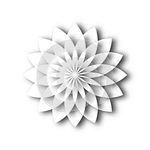 White paper lotus blossom. Design element with 3D effect and shadow on white background. Vector illustration