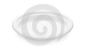 White paper plate on white background