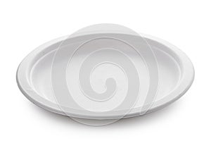 White paper plate on white background