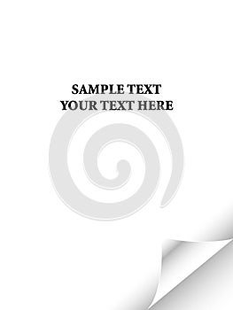 White paper with realistic page curl