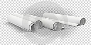 White paper rolls for drawings.