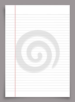 White paper sheet isolated on gray background with clipping path