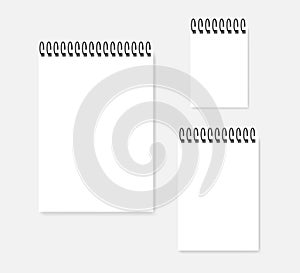 White paper sheet with spiral - blank vertical calendar  A4  A5  A6
