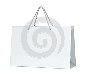 White paper shopping bag isolated on white