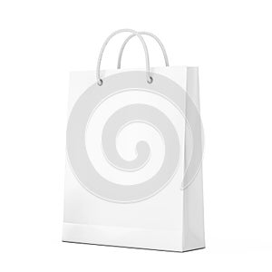 White Paper Shopping Bag Mockup with Free Space for Your Design. 3d Rendering