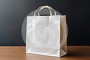 White Paper Shopping Bag Mockup on Gray Background.